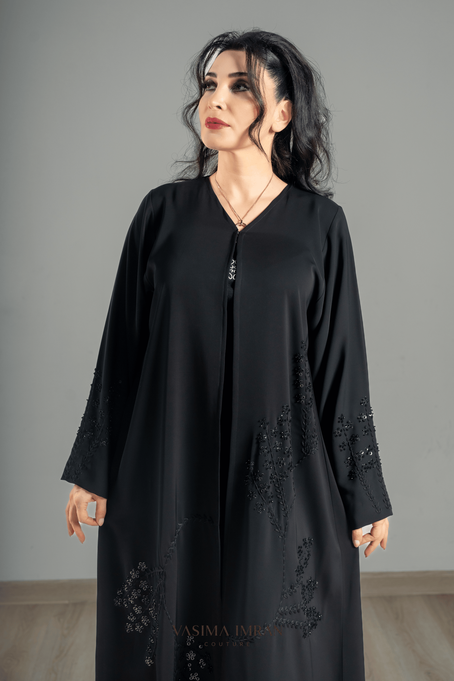 VI Noir Sequin Embroidered Abaya