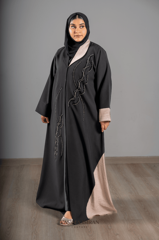 VI Noir Contrast Panel Abaya