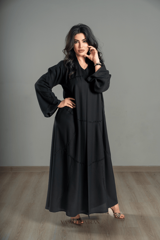 VI Noir Panel Stitch Abaya